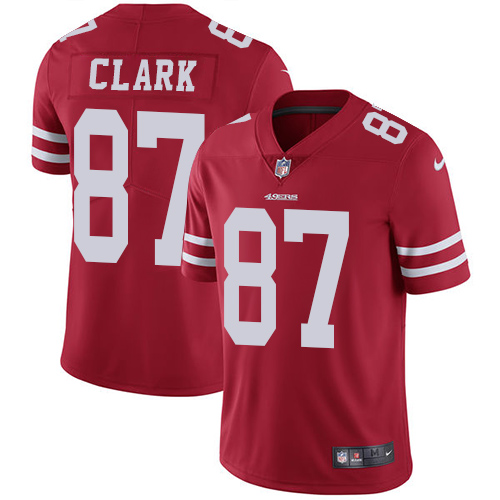 Nike 49ers #87 Dwight Clark Red Team Color Men's Stitched NFL Vapor Untouchable Limited Jersey - Click Image to Close